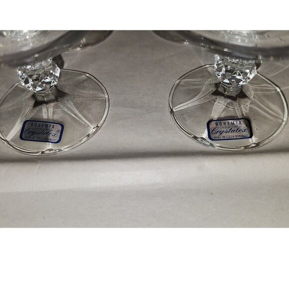 Set Of 8 Cristalline Bohemia Czech Crystalex Glasses Gold Rim 1970s Vintage - Picture 7 of 9